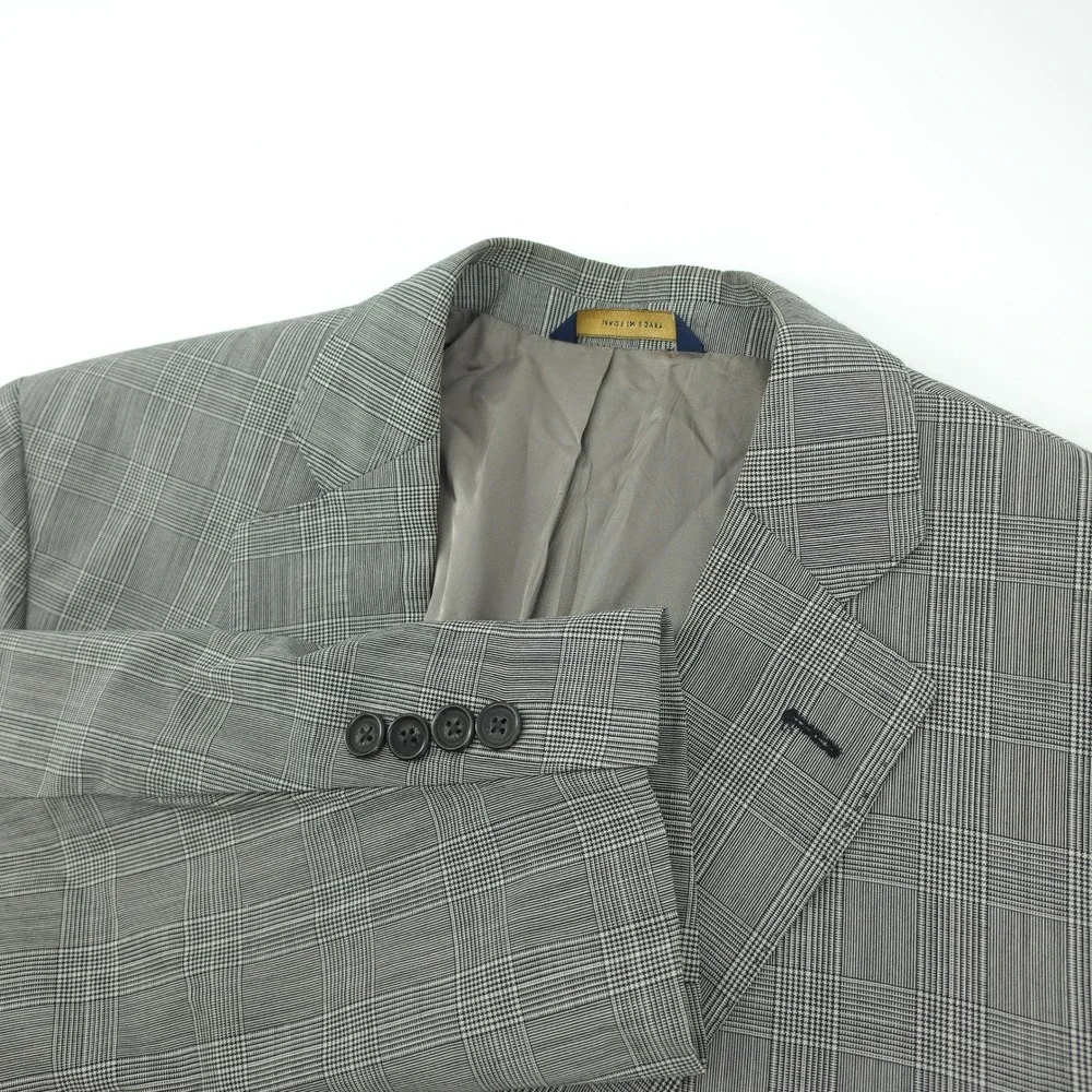 Brooks Brothers Mens Blazer Wool Grey Glen‎ Plaid 43R Regent Fit Tollegno 1900